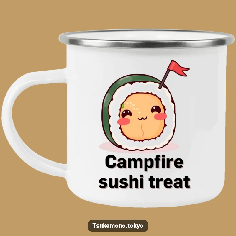 Funny Sushi Roll Flag Camping Mug - Festive Brews for Celebrations