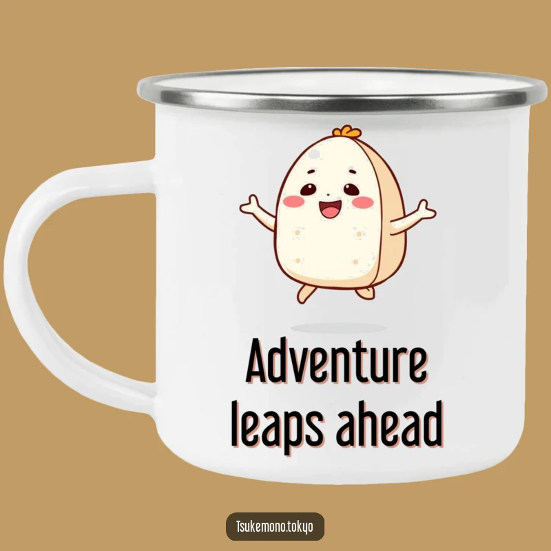 Funny Onigiri Jump Camping Mug - Energetic Brews for Adventures