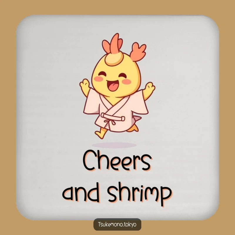 Funny Tempura Shrimp Yukata Coaster: Protect Surfaces with Excitement Gift
