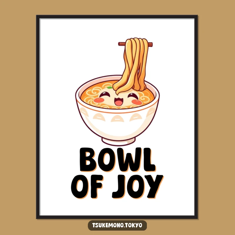 Funny Ramen Poster - Delighted Noodles Art Print, Hilarious Wall Decor and Perfect Funny Gift!