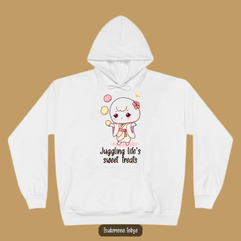 Funny Mochi Juggler Hoodie: Cozy Pastel Kimono Character for Warm, Hilarious Comfort