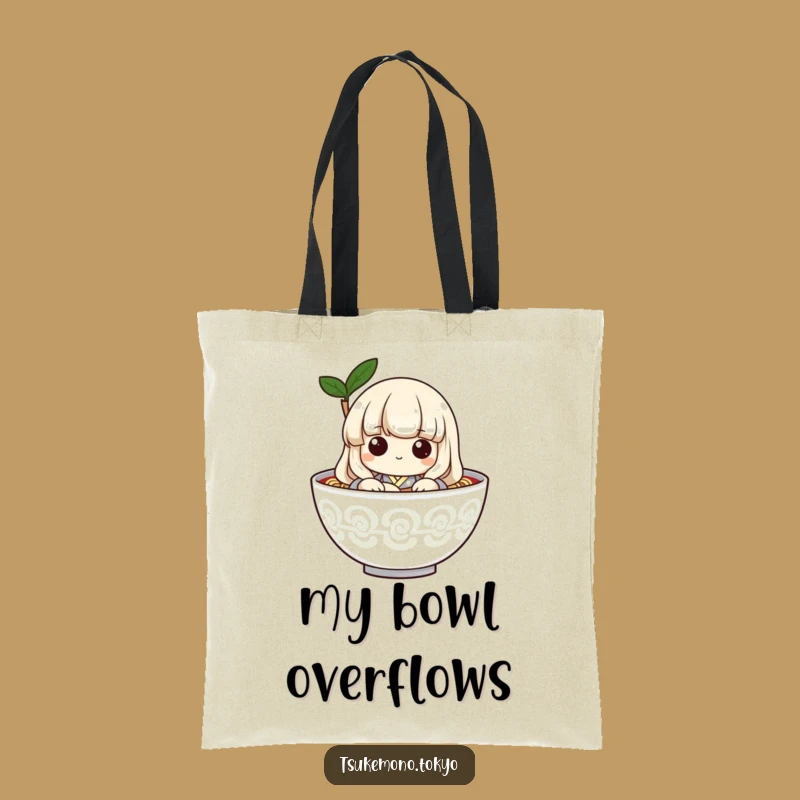 Funny Udon Noodle Peek Tote Bag: Playful Carry-All for Hilarious Shopping Trips